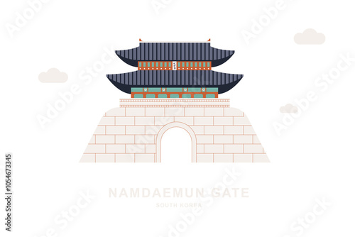Photography Gwanghwamun Gate in South Korea flat style illustration transparent PNG