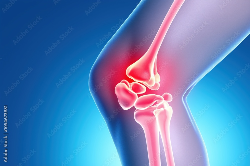 3D illustration of knee joint with inflammation 3D illustration of knee joint with inflammation