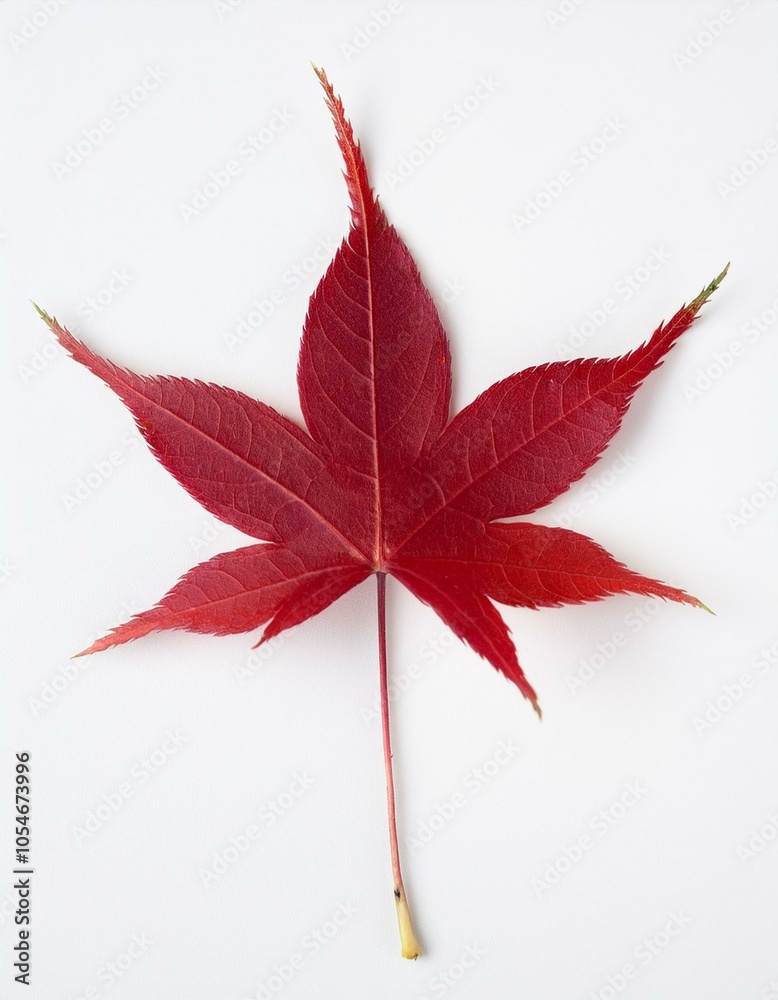 Single red maple leaf