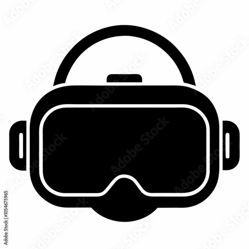 VR headset silhouette vector black on white background