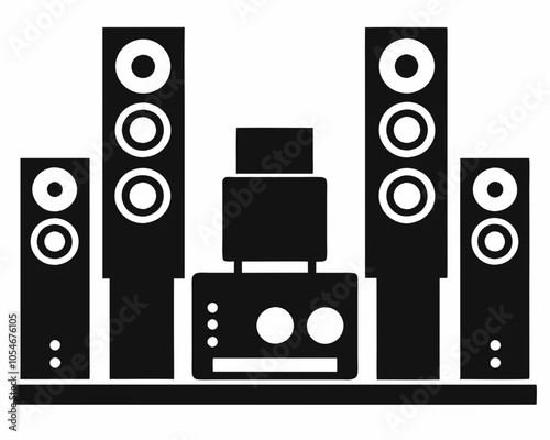 Home theater system silhouette vector black on white background