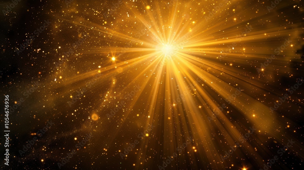 Golden Light Rays and Glittering Stars A Beautiful Background for Celebration and Success. Golden Light Rays and Glittering Stars A Beautiful Background for Celebration and Success.