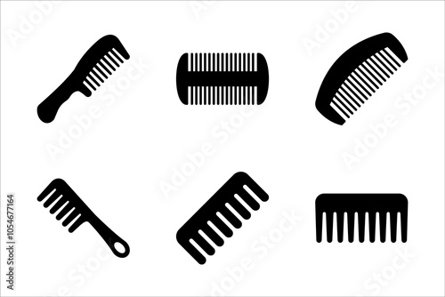 icon set hair comb, salon woman comb, , barber comb, hair brush and comb, For combing and styling hair, hair styling tools, vector illustration on a white background.