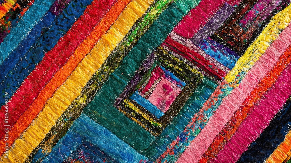 Obraz premium A Detailed Close-Up of a Multicolored Fabric Patchwork