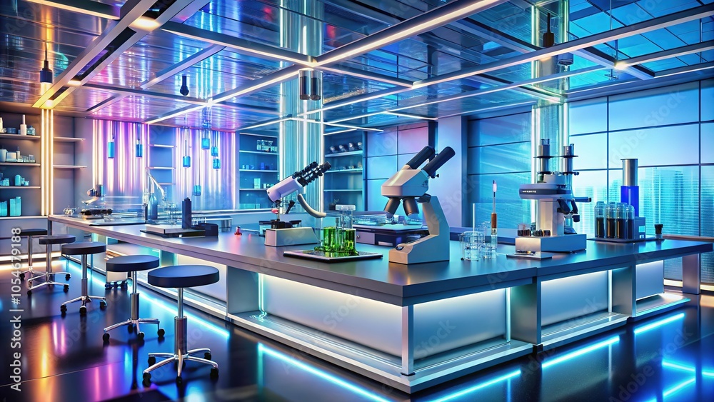 Biotech Company Branding - Futuristic Lab Equipment & Microscopes