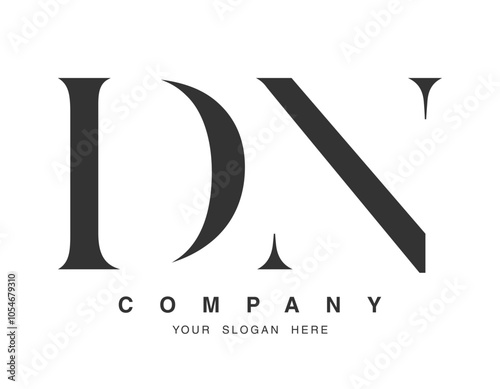 DN logo design. Initial letter d and n serif font style. Creative classic company name typography. Trendy logotype or identity.