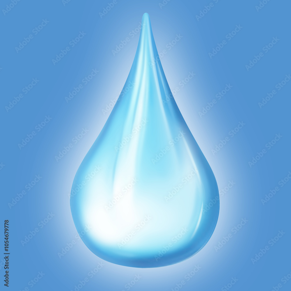 One drop of clear water on blue background One drop of clear water on blue background
