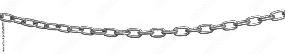 One common metal chain on white background One common metal chain on white background