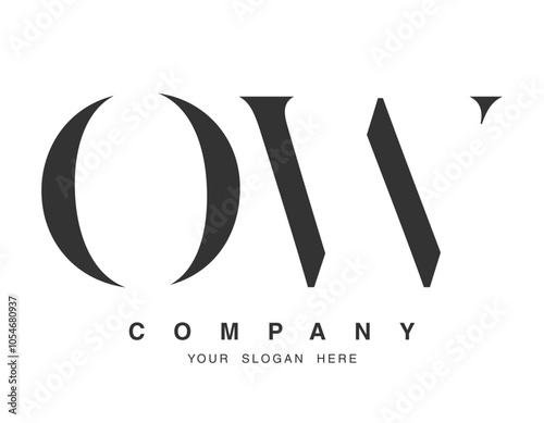 OW logo design. Initial letter o and w serif font style. Creative classic company name typography. Trendy logotype or identity.