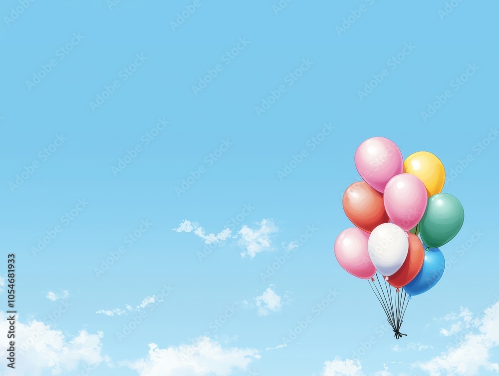 A vibrant cluster of colorful balloons drifting in a clear blue sky, evoking feelings of joy and celebration. A vibrant cluster of colorful balloons drifting in a clear blue sky, evoking feelings of joy and celebration.