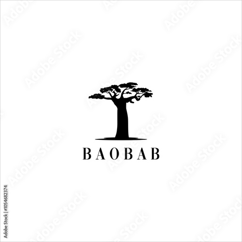 Foto madagascar africa baobab tree silhouette design template for medical plant