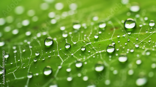 bacground image with water drops on green leaf