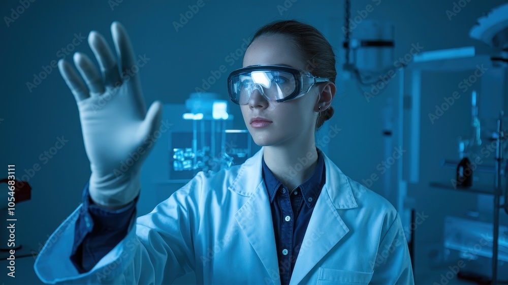 Woman wearing a white lab coat Woman wearing a white lab coat