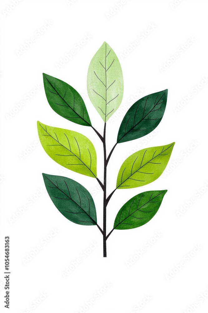 A vibrant arrangement of green leaves, showcasing a variety of shapes and shades on a clean white background.