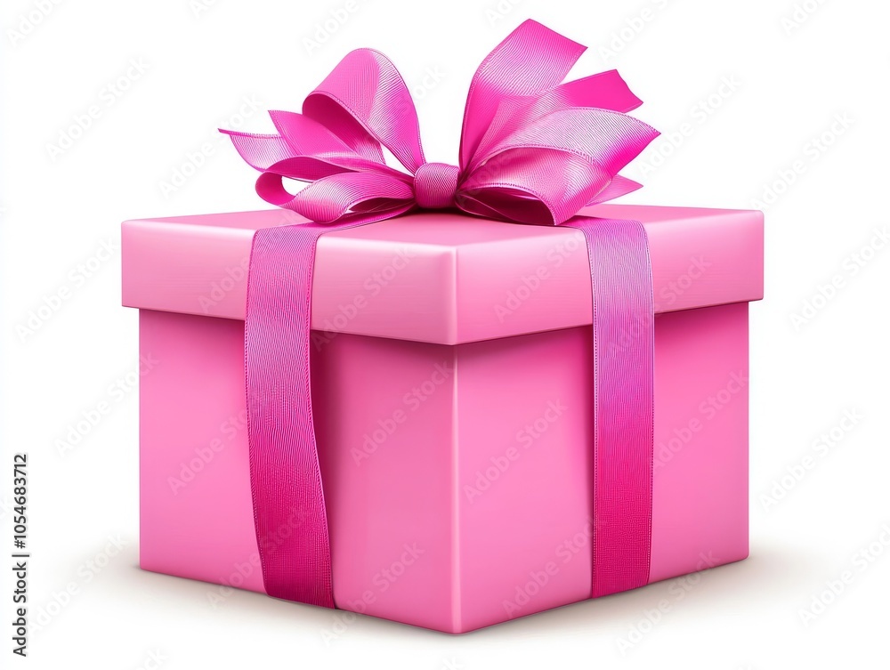 A vibrant pink gift box adorned with a glossy ribbon, perfect for celebrations and special occasions. A vibrant pink gift box adorned with a glossy ribbon, perfect for celebrations and special occasions.