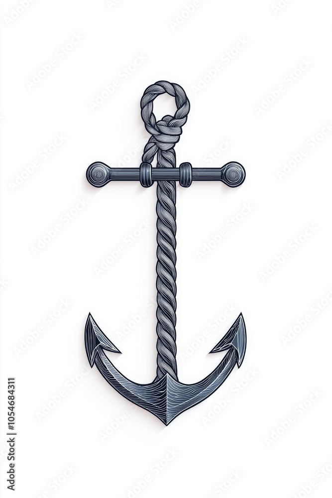 Stylized anchor illustration featuring a rope detail, symbolizing stability and strength. Stylized anchor illustration featuring a rope detail, symbolizing stability and strength.