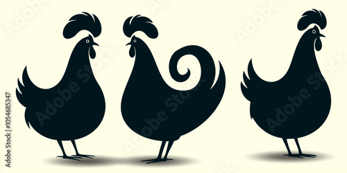 Realistic Rooster, Chicken, Poultry, Broiler, Hen Natural Unique Rooster Vector Silhouette