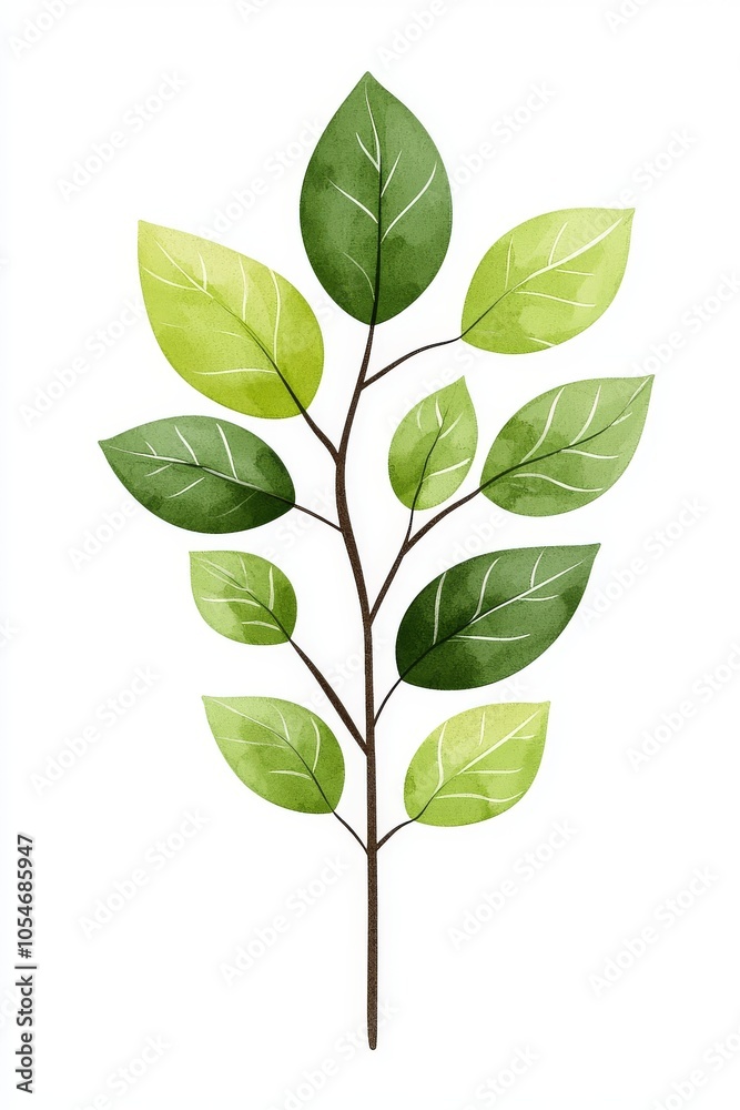 A vibrant watercolor illustration of a leaf branch featuring various shades of green, symbolizing nature's beauty. A vibrant watercolor illustration of a leaf branch featuring various shades of green, symbolizing nature's beauty.