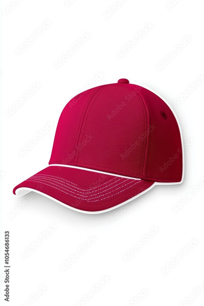 A vibrant red baseball cap with white stitching, perfect for casual outings or sports activities. A vibrant red baseball cap with white stitching, perfect for casual outings or sports activities.