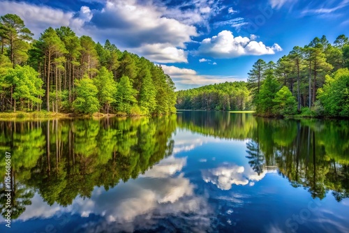 Scenic view of Evergreen Nature Preserve in Charlotte North Carolina with symmetrical composition