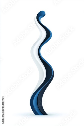 A striking abstract sculpture featuring smooth curves in shades of blue and white, evoking fluidity and motion.