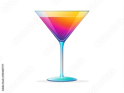 Martini Glass Illustration - Simple Flat Design for Graphic & Web