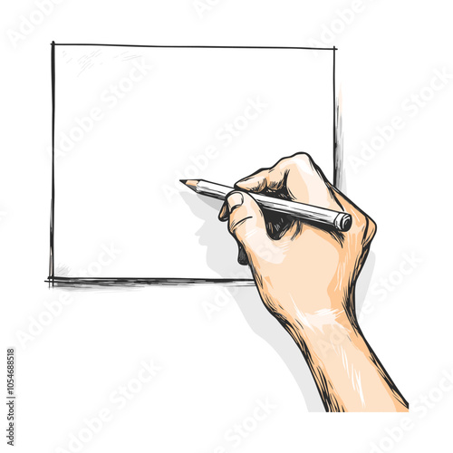 Minimalistic Blank Sketchpad with Pencil Illustration