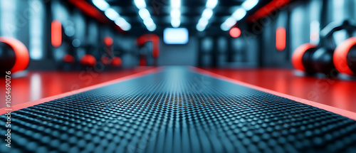 Wallpaper Mural Modern gym interior with vibrant red and black colors, showcasing workout equipment and a motivating atmosphere. Torontodigital.ca