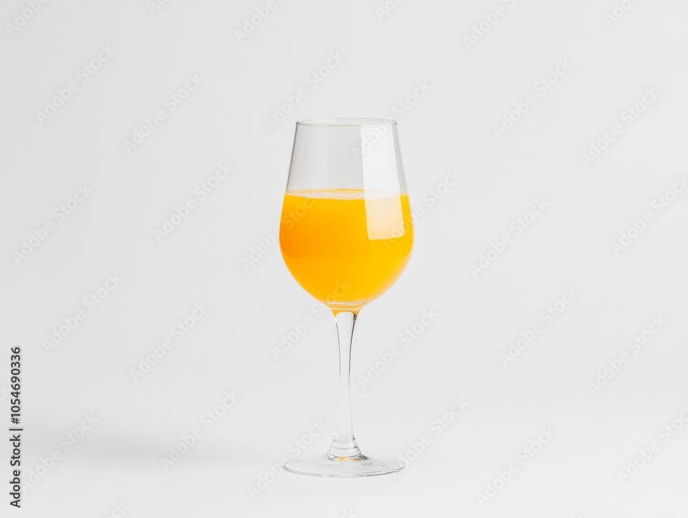 A vibrant glass of refreshing orange juice on a minimalistic white background. A vibrant glass of refreshing orange juice on a minimalistic white background.