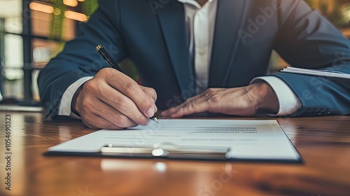 Close-up of a Man's Hand Signing a Document