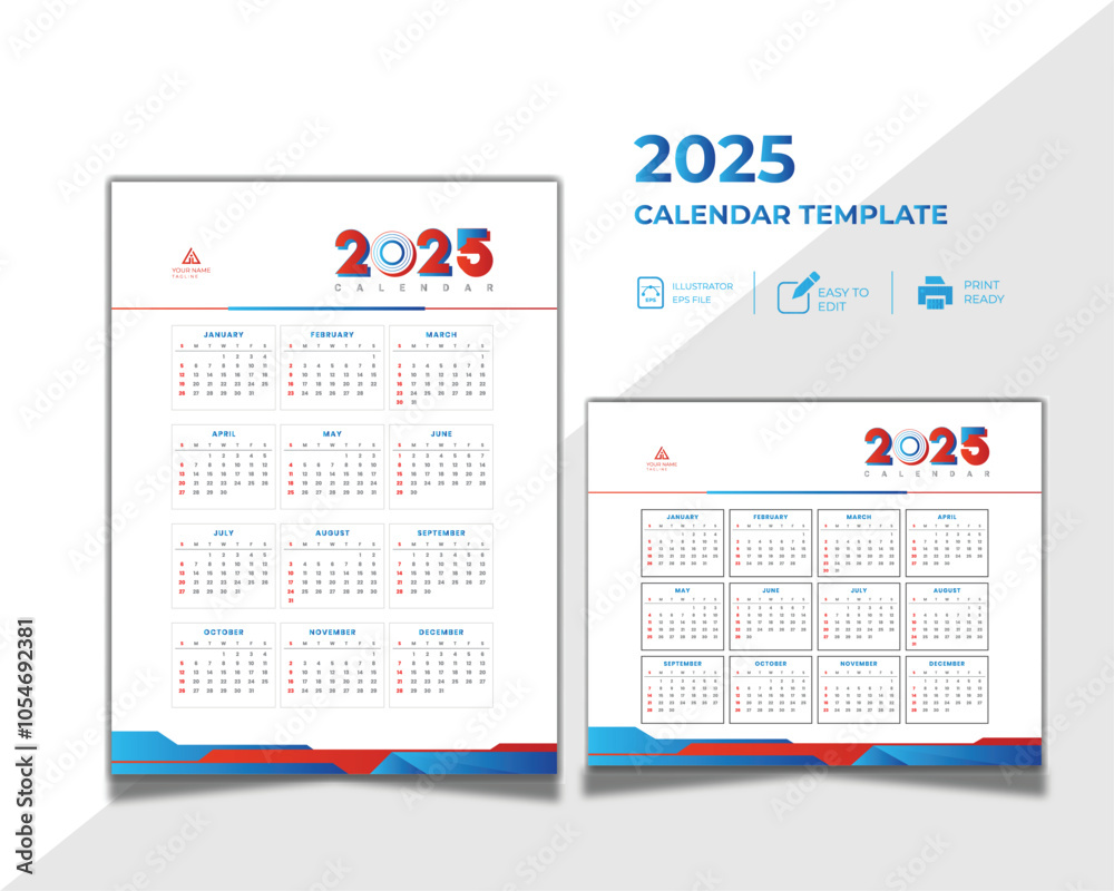 New year Simple business style 2025 calendar template icon design with good look New year Simple business style 2025 calendar template icon design with good look