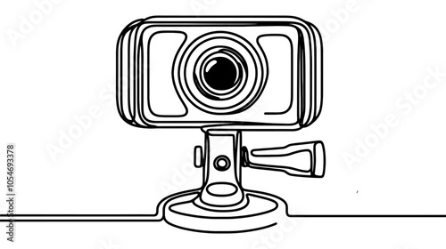 One continuous line illustration of a web camera, isolated on white background.