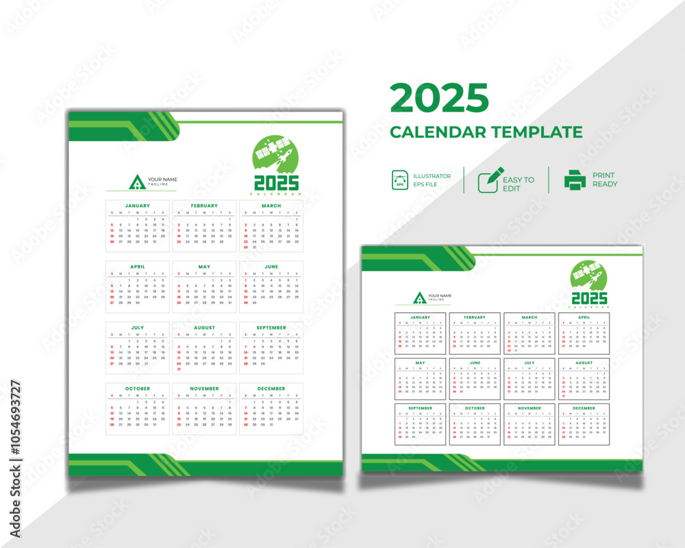 New year Simple business style 2025 calendar template icon design with good look New year Simple business style 2025 calendar template icon design with good look