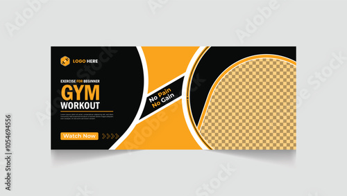 Gym, fitness social media post and web banner template design