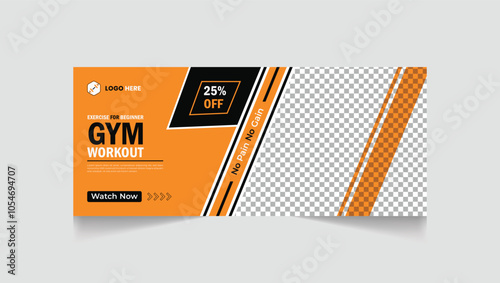 Gym, fitness social media post and web banner template design