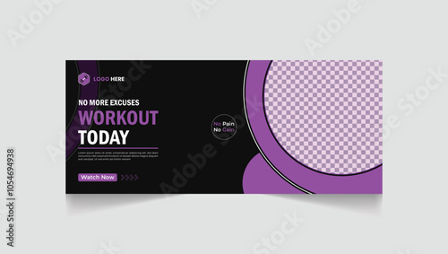 Gym, fitness social media post and web banner template design