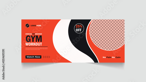 Gym, fitness social media post and web banner template design