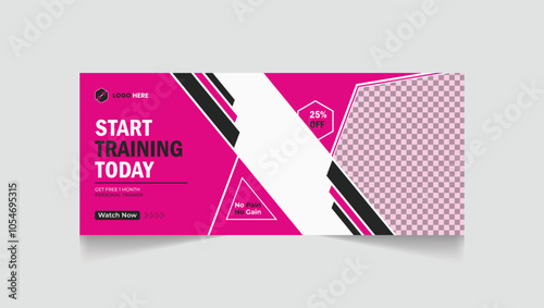 Gym, fitness social media post and web banner template design