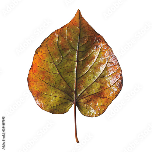Isolated Autumn Leaf with Rich Colors and Intricate Veins