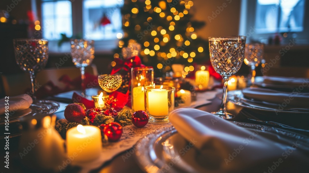 Cozy Festive Dinner Table for New Year's Eve Celebration Cozy Festive Dinner Table for New Year's Eve Celebration