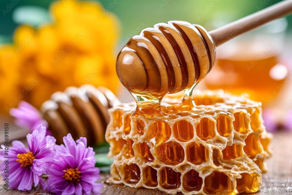Minimalist depiction of honey pouring from a spoon, with smooth lines showing the richness and simplicity, symbolizing sweetness and indulgence Minimalist depiction of honey pouring from a spoon, with smooth lines showing the richness and simplicity, symbolizing sweetness and indulgence