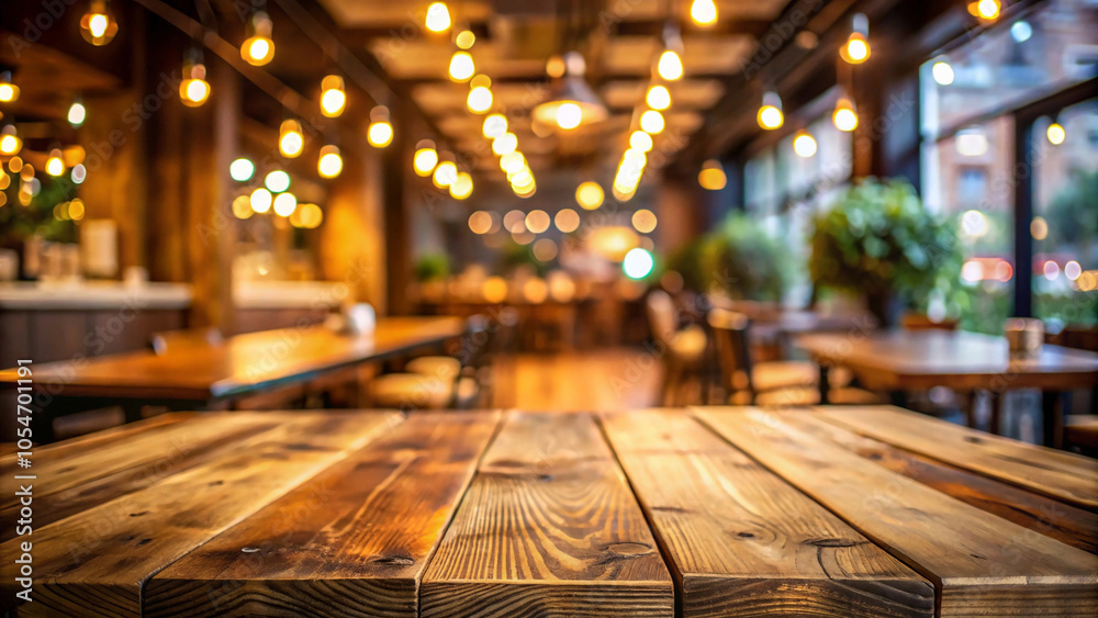 Empty Wooden table interior restaurant blurred background rustic beauty of this wooden table is a reminder of the simple pleasures of enjoying a good meal Empty Wooden table interior restaurant blurred background rustic beauty of this wooden table is a reminder of the simple pleasures of enjoying a good meal