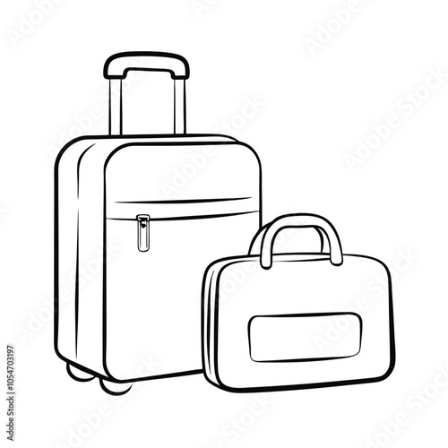 Travel Suitcase vector hand-drawn vector illustration Isolated white background.