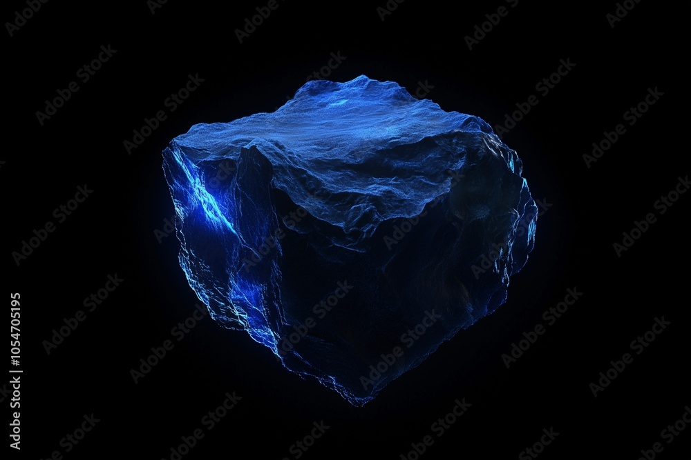 Fototapeta premium Blue crystal stone in the dark