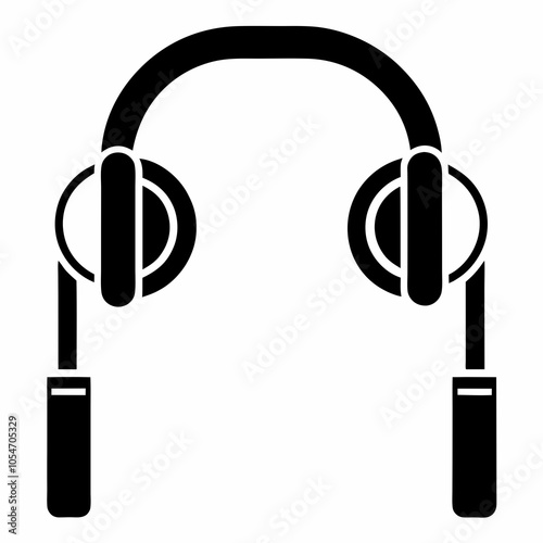 Wireless earbud silhouette vector black on white background