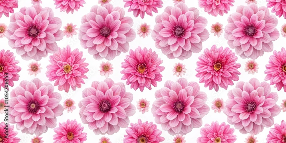 Seamless pattern of pink flowers on a white background, pink, flowers, floral, pattern, seamless, background, botanical, bloom