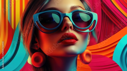 Portrait of Woman in Colorful Sunglasses	