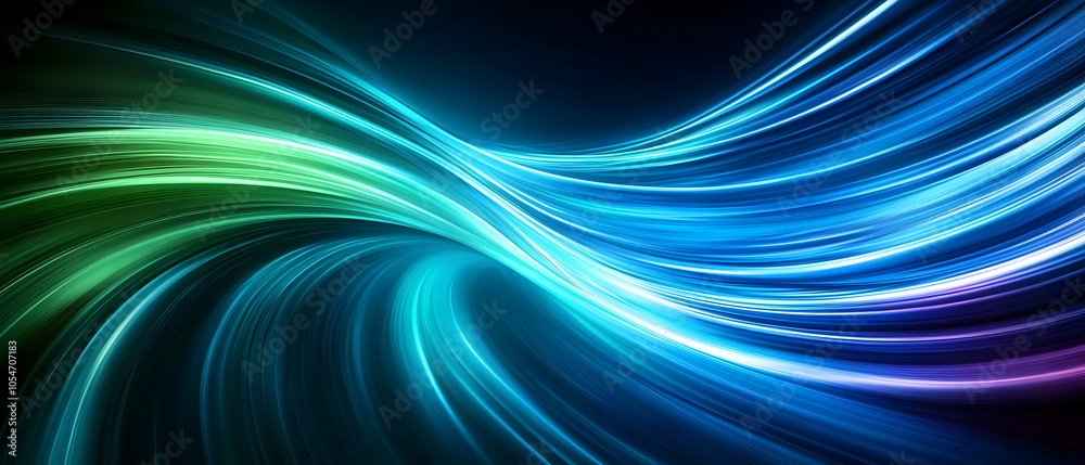 Fototapeta premium Colorful digital waves flowing in dynamic motion across a dark background.
