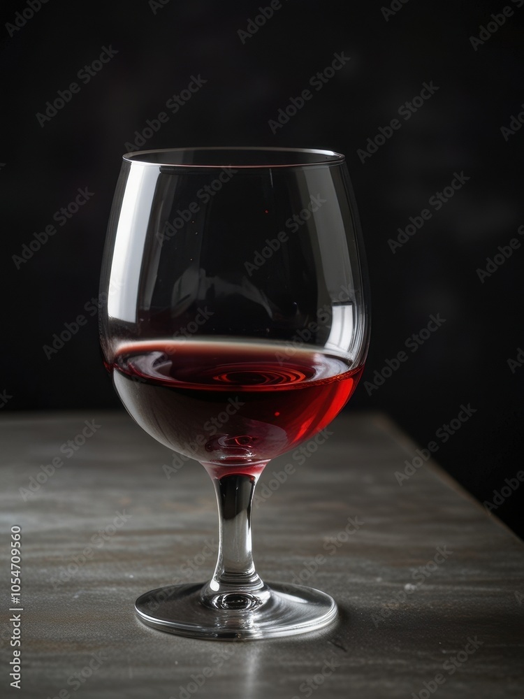 A glass of red wine with focus on color and presentation A glass of red wine with focus on color and presentation