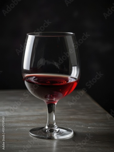 A glass of red wine with focus on color and presentation